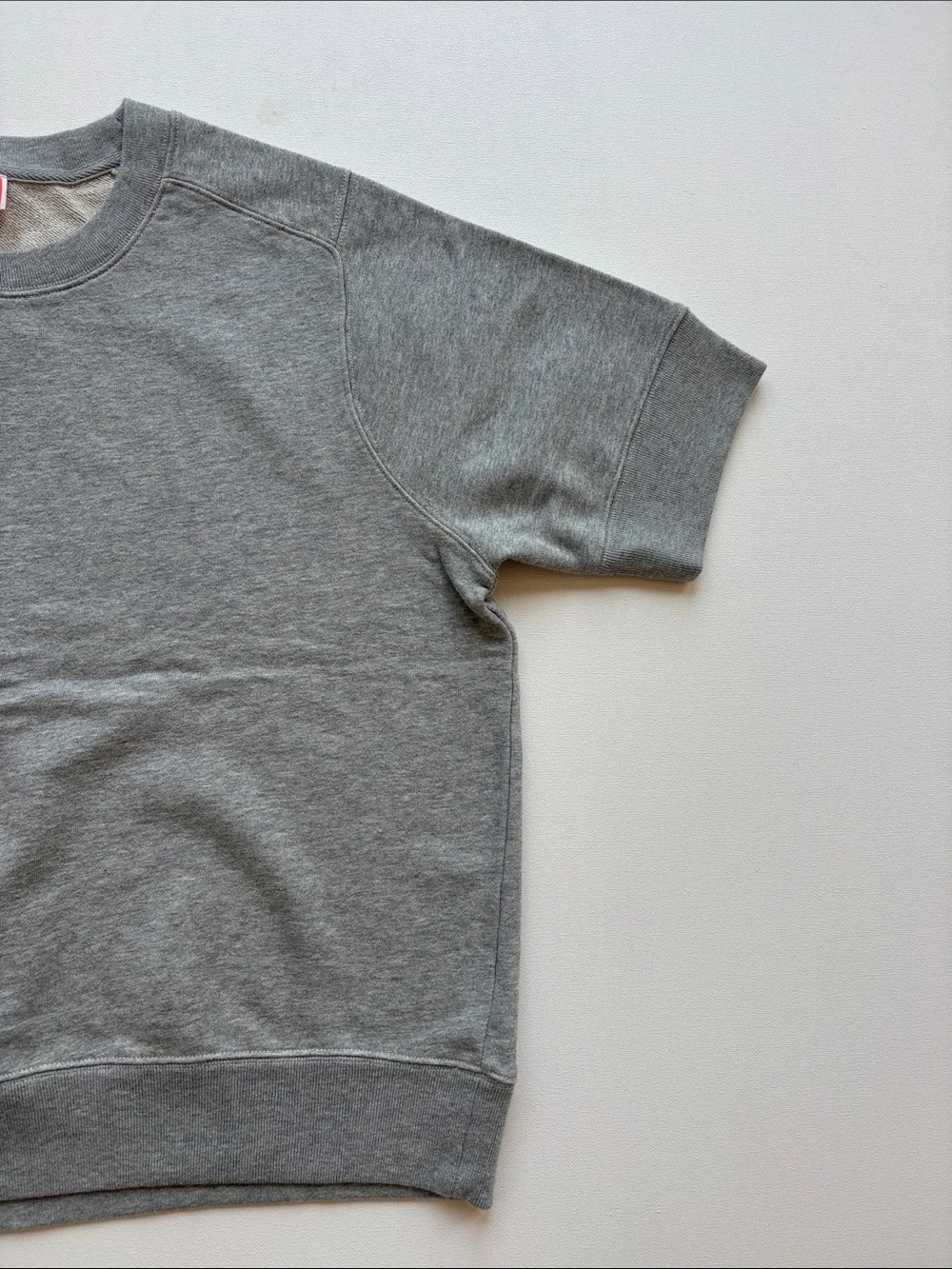 J.Crew Short-Sleeve Crewneck Sweatshirt in Cotton Terry-NWT- Grey-Size Large